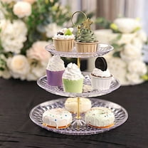 BalsaCircle 12" Crystal Clear 3 Tiers Plastic Cupcake Stand Party Wedding