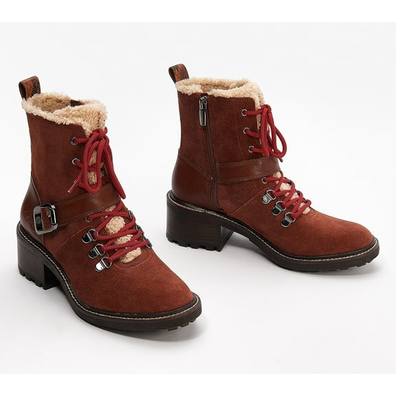 Vince Camuto 3 Inch Heel Leather or Suede Lace-Up Hiking Boots Kainder