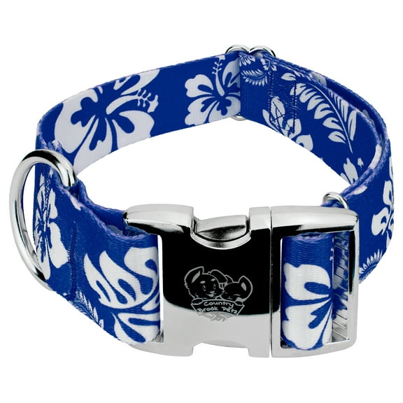 Country Brook Petz® 1 1/2 inch Premium Royal Blue Hawaiian Dog Collar, Large
