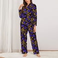 thumbnail image 2 of KLL Golden Snake And Purple Rose Print Women's Long Sleeve Pajamas with Pants Sleepwear Loungewear 2 Set-X-Large, 2 of 7