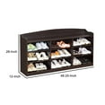 thumbnail image 4 of Benjara 48 Inch Classic Wood Shoe Rack, 9 Cubbies, Elegant Wood Grains, Dark Brown, 4 of 7