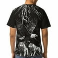 thumbnail image 4 of LAOLIUSN Men's Bald Eagle Wolf Graphic T-Shirt, Lightning 3D Print Short Sleeve Crewneck Tees, 4 of 7