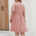 thumbnail image 6 of LNWUY Plus Size Women's Summer Dresses Round Neck Flutter Sleeve Flowy Short Mini Dress Casual A-Line Ruffle Tiered Swing Dresses Pink XXXXL, 6 of 6