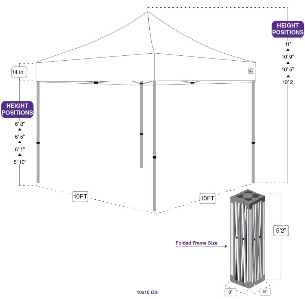 Impact Canopy 10 x 10 Pop Up Canopy Tent, Straight Leg Shelter, Steel Frame, Roller Bag, Red