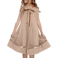 thumbnail image 1 of Ashirexll Robe de Vacances Sans Manches pour Filles Polyester Col Rond Longueur Genou Style Princesse Bordure à Volants Bretelles Spaghetti Kaki 7-8 Ans, 1 of 7
