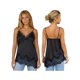 thumbnail image 2 of Camiseta de tirantes larga de satén para mujer, ideal para el verano, con tirantes finos, bajo festoneado y ribete de encaje., 2 of 9