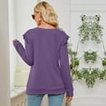 thumbnail image 7 of gakvbuo Fall Women Casual Solid Long Sleeve Ruffles Hoodie V-Neck T-Shirt Blouse, 7 of 7