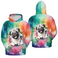thumbnail image 3 of Funny Watercolor Adorable Pug Peeking Through Torn Paper Effect All Over Print 3D Hoodie Unisex Merch Hoodies Dog Lover Gifts - 00026, 3 of 6