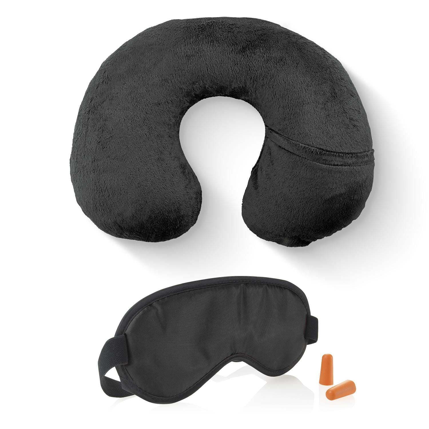 Travel Smart by Conair Inflatable Fleece Neck Pillow & Eye Mask Set