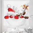 thumbnail image 1 of Christmas Tapestry, Funny Christmas Santa Claus and Reindeer Peeking Cartoon Style Humor, Fabric Wall Hanging Decor for Bedroom Living Room Dorm, 5 Sizes, Vermilion Caramel White, by Ambesonne, 1 of 1