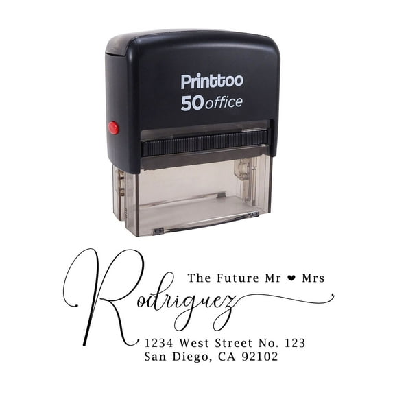 Printtoo Personalized Black Self Inking Address Custom Future Mr Mrs Rubber Stamper-68 x 30 mm