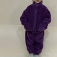 thumbnail image 2 of Odeerbi Toddler Girls Winter Fleece Outfits Children's Cotton-padded Coat Velvet Thickened Warm Winter Mid-length Cotton Coat Baby Coat Purple 5-6 Years, 2 of 8