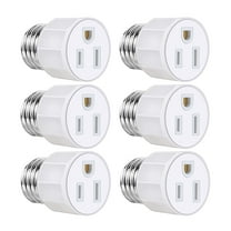 6 Pack Light Socket to Plug Adapter - E26/ E27 3 Prong Light Socket Outlet - Light Bulb Outlet Socket Adapters, High-Quality 2/3 Prong Plug in Light Socket Adapter for Home Porch Patio Garage
