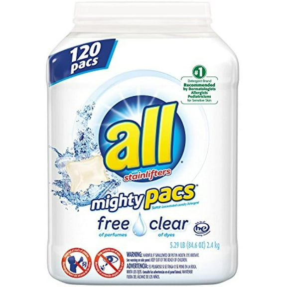 all Mighty Pacs Free& Clear Laundry Detergent (120 ct.)