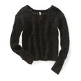 thumbnail image 1 of Aeropostale Suéter de punto recortado transparente para mujer, negro, grande Aeropostale Tejer, 1 of 2