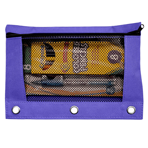 Schoolio Purple Pencil Case for Girls Zipper Pencil Pouch for 3 Ring