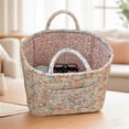 thumbnail image 3 of Boho Fabric Storage Basket, Quilted Floral Print Fabric Storage Basket with Reinforced Handles, Collapsible Quilted Laundry Basket Organizer Bin for Bedroom Closet Home Decor Car Storage Picnic,L, 3 of 14