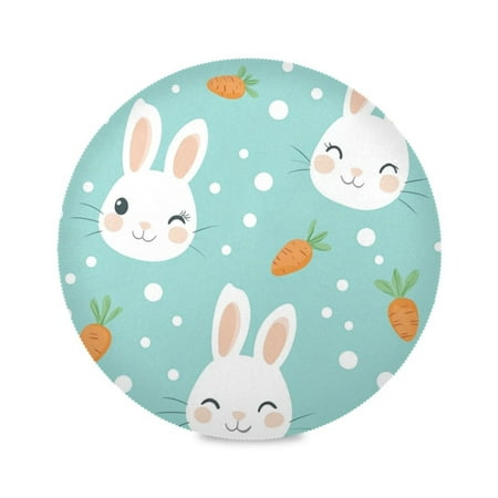 

WOBOGO Cute Cartoon Rabbit and Carrot Pattern Round Placemats Set of 1 Heat Resistant Washable Kitchen Table Decorations 15.4in