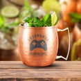 thumbnail image 4 of PERSONALIZED Ideal Custom Engraved Groomsmen Gift-Classic Round Rolled Rim Moscow Mule Mugs with Sturdy Handle, Hammered Copper Finish 16 oz, Gaming Controller, Set of 2, 4 of 6