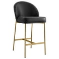 thumbnail image 5 of Spruce & Spring Modern Counter Bar Stool with Metal Arc Backrest and Upholstered Seat Set of 2, Black with Bronze Legs, 5 of 10