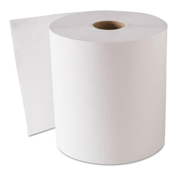 Hardwound Roll Towels, 1-Ply White - 8" x 800ft, 6 Rolls - Universal Dispenser Fit, General Purpose Paper Towels for Restrooms & High Traffic Areas