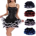 thumbnail image 4 of Kiplyki Clothes Women Middl Ages Ruffles Punk Splicing Irregular Ankle-Length Cupcake Skirt, 4 of 4
