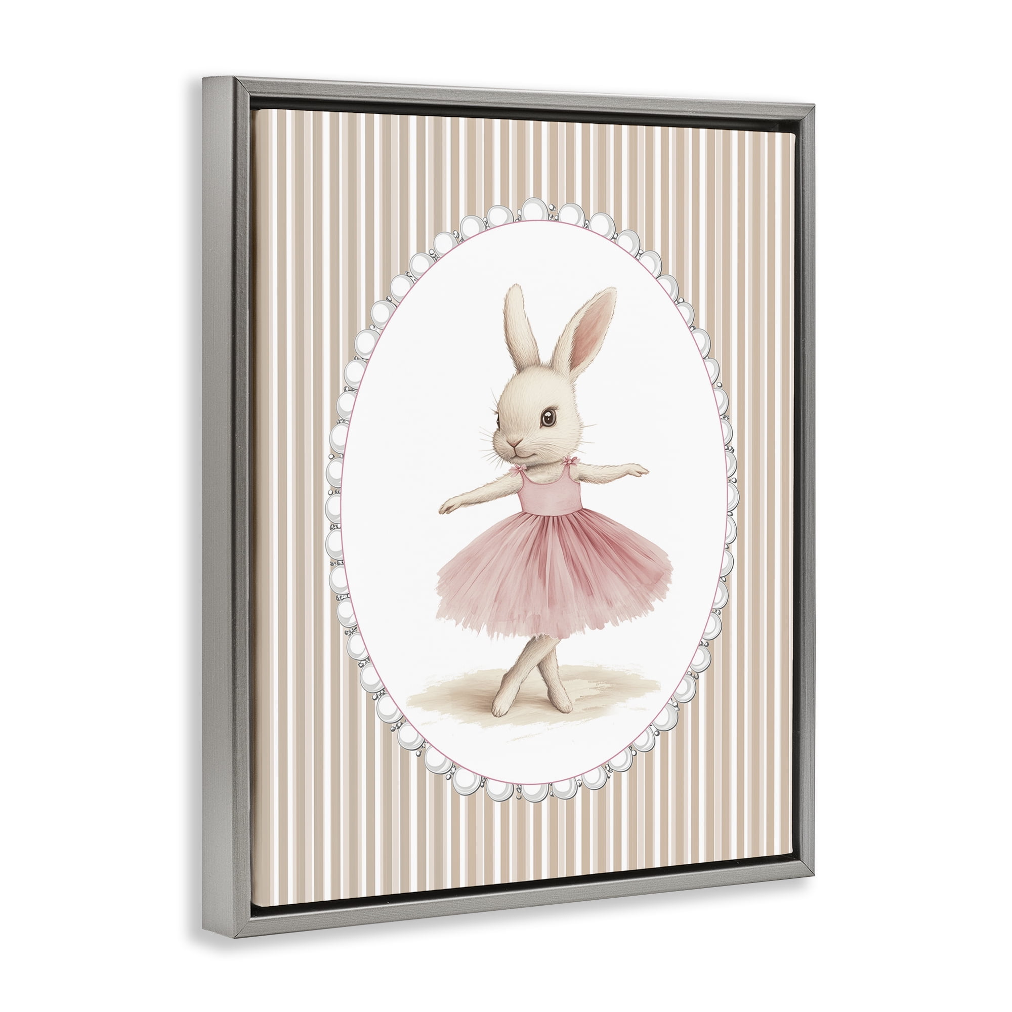 Stupell Industries Woodland Dancer Bunny Gray Framed Floater Canvas Wall Art, design by Christine Simpson Art