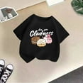 thumbnail image 3 of SGMVNU Cute Tops for Girls Short Sleeve Shirts Casual Crew Neck Loose Fit Cartton Printed Cotton Tops Kids Clothes for Age 9-10 Years, Black, 3 of 5