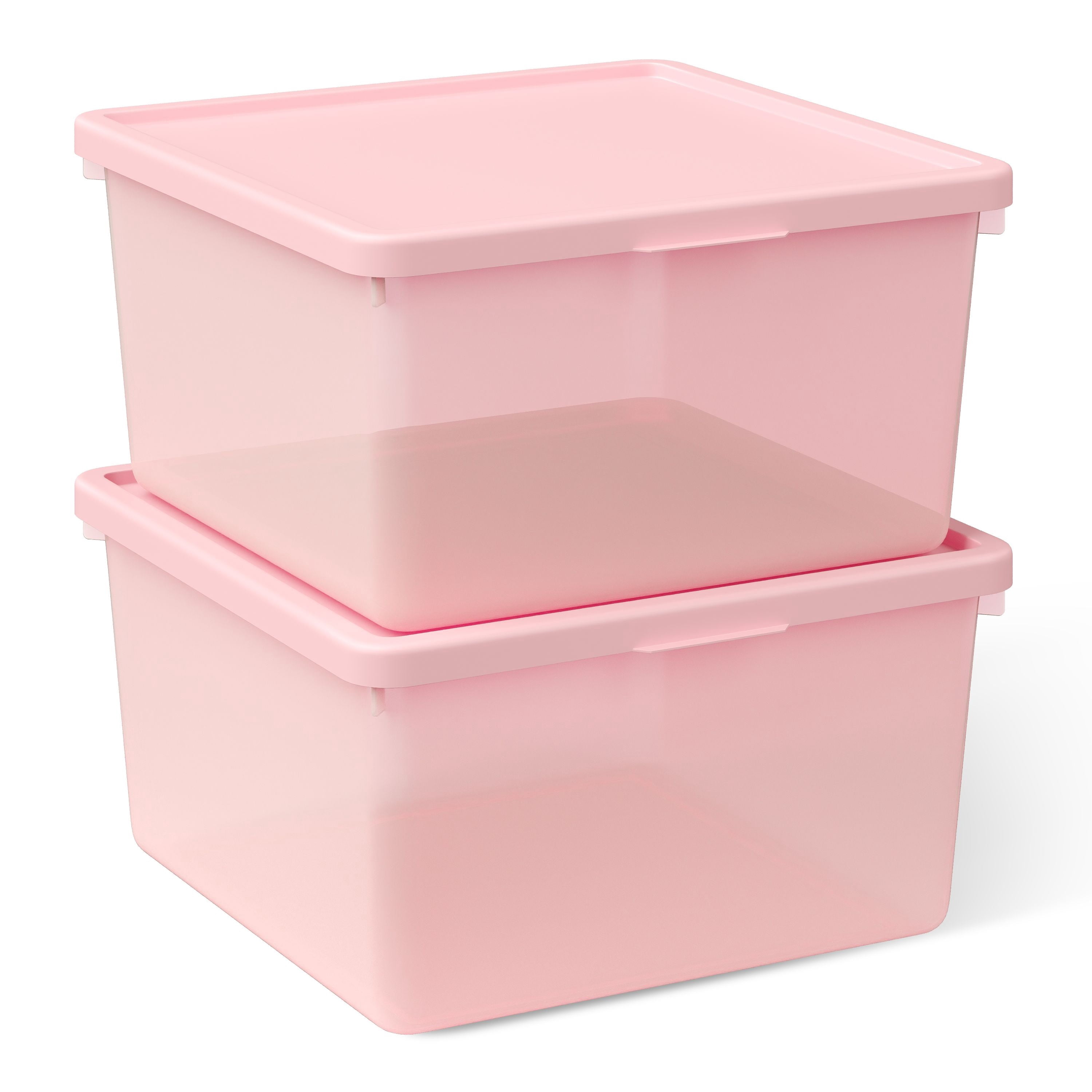 Mainstays Kids Pink Medium Plastic Storage Bin with Lid