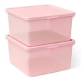 thumbnail image 5 of Mainstays Kids Pink Medium Plastic Storage Bin with Lid, 5 of 6