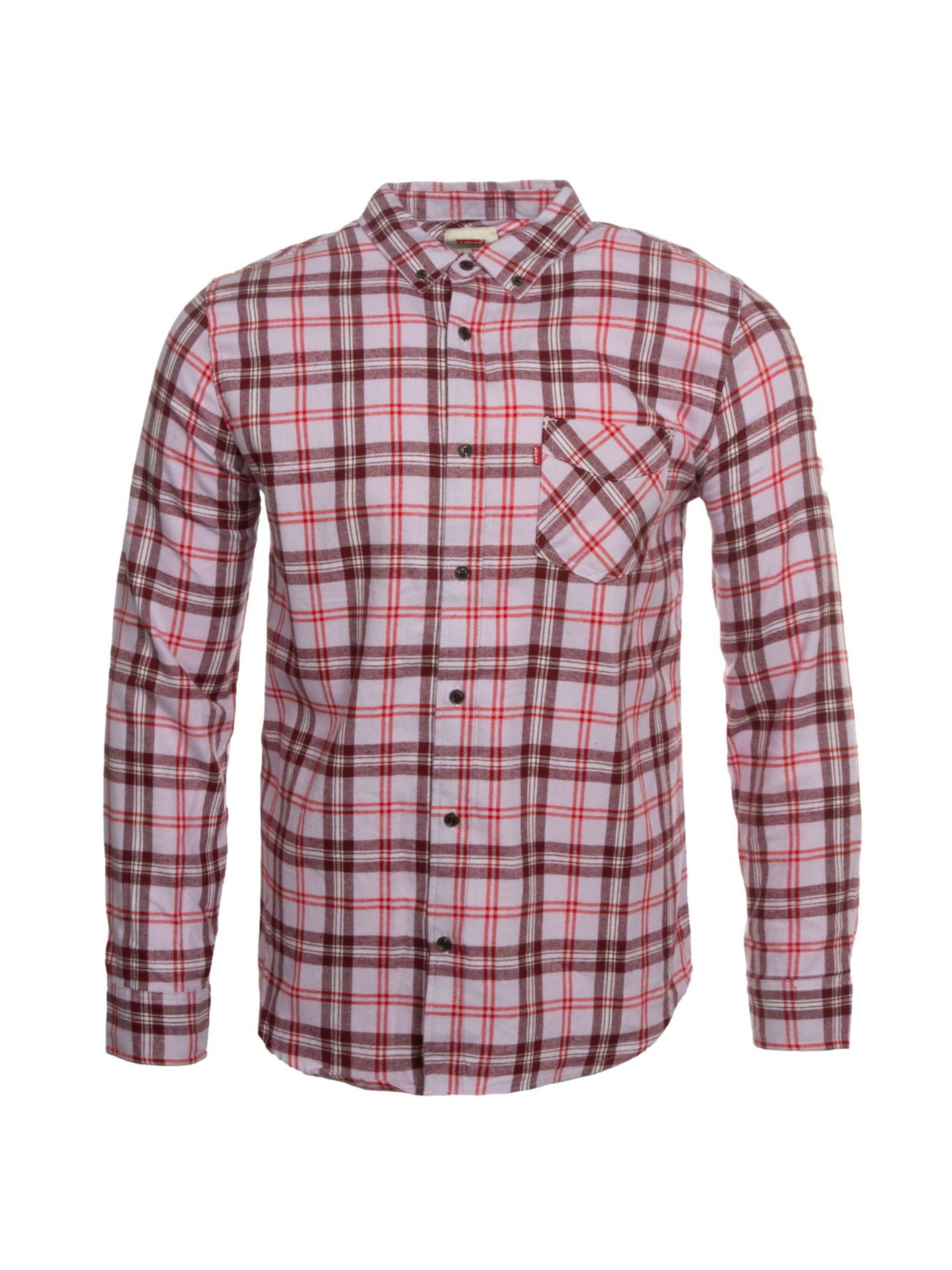 LEVI'S Mens Pink Plaid Long Sleeve Classic Fit Button Down Cotton Casual  Shirt L 
