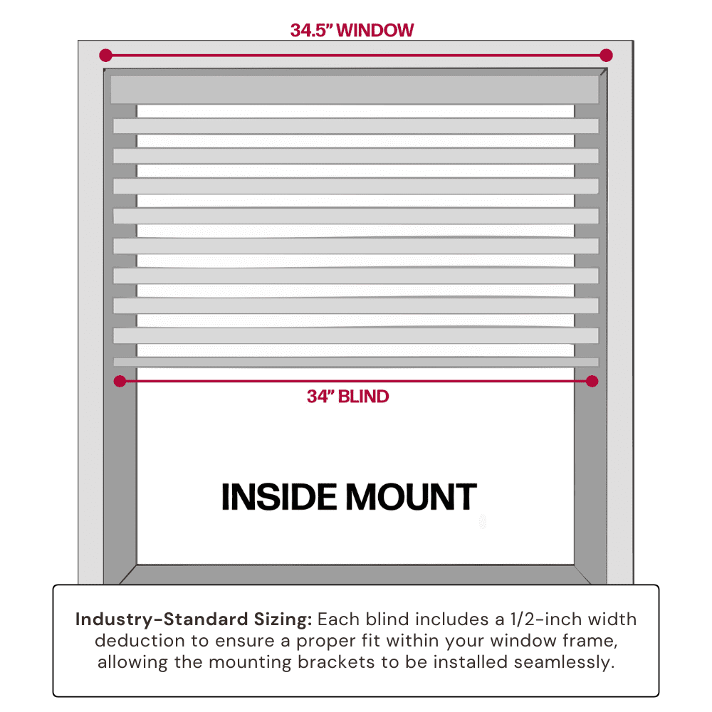 Lotus & Windoware Cordless 2" Faux Wood Room Darkening Horizontal Blind, 34.5" W x 60" L, Bright White, Embossed
