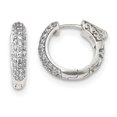 thumbnail image 1 of 925 Sterling Silver Cubic Zirconia Cz Lock Hinged Hoop Earrings Round, 1 of 5