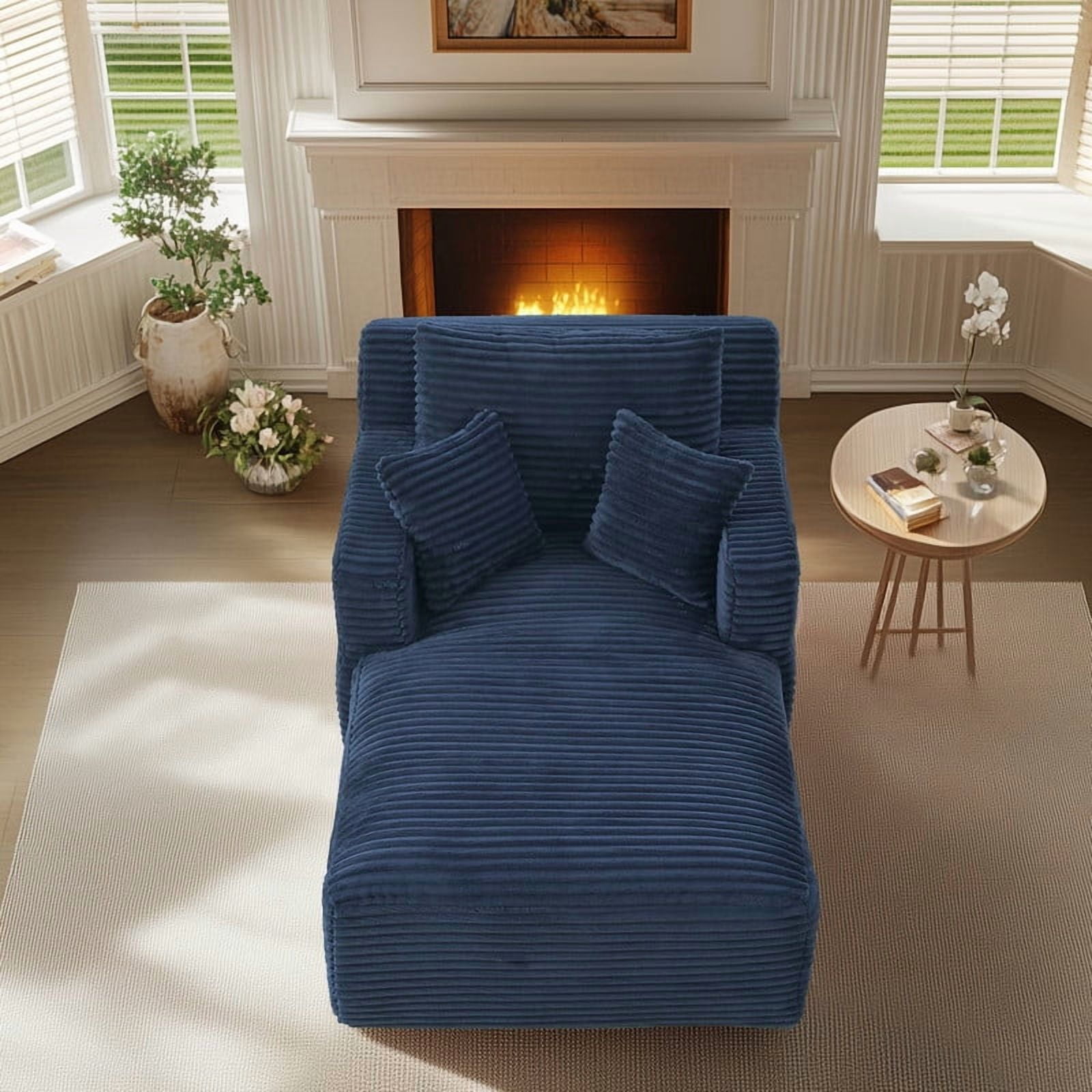 Indoor Single Chaise Lounge Sofa Chair, Modern Corduroy Upholstery Sleeper Bed Lounger Sofa Chair for Living Room,Office,Apartment, 39.4''x65.4''