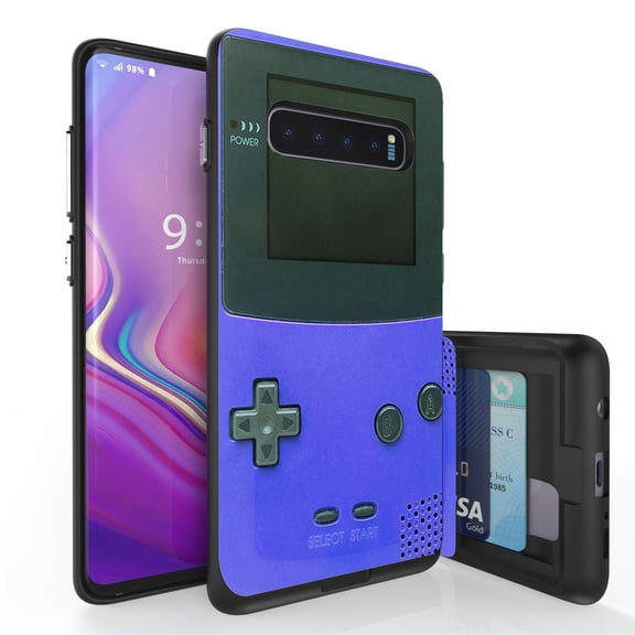 Galaxy S10  Case, Duo Shield Slim Wallet Case   Dual Layer Card Holder For Samsung Galaxy S10  [NOT S10 OR S10e] (Released 2019) Purple Game Controller Boy