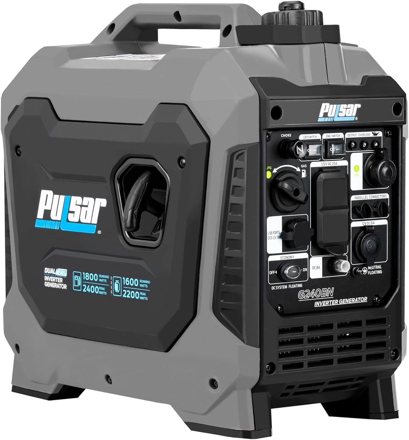 Pulsar Products G240BN, 2400W Portable super-quiet Dual Fuel & Parallel Capability, RV-Ready