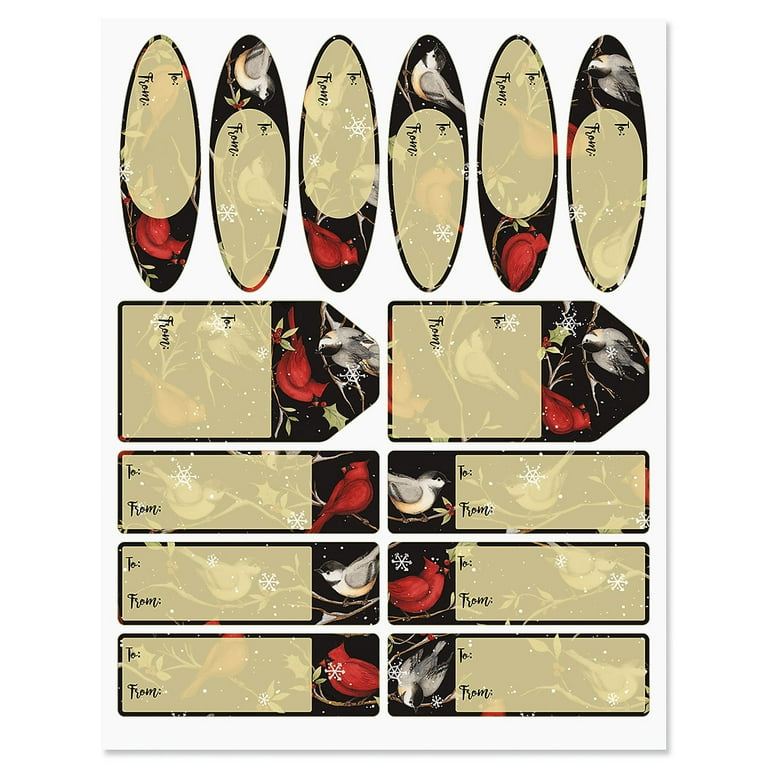  Current Birds on Black Christmas Rolled Wrapping Paper
