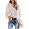 thumbnail image 1 of Blouses en Chiffon Col en V pour Femmes Manches Ballon Décontractées, 1 of 5