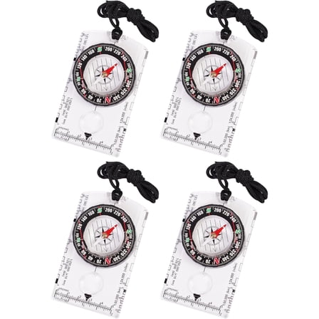 4 Pcs Outdoor Compass with Adjustable Declination,Magnifier,Ruler,Scale. Multifunctional Orienteering Waterproof Compass for Map Reading, Navigation, Hiking