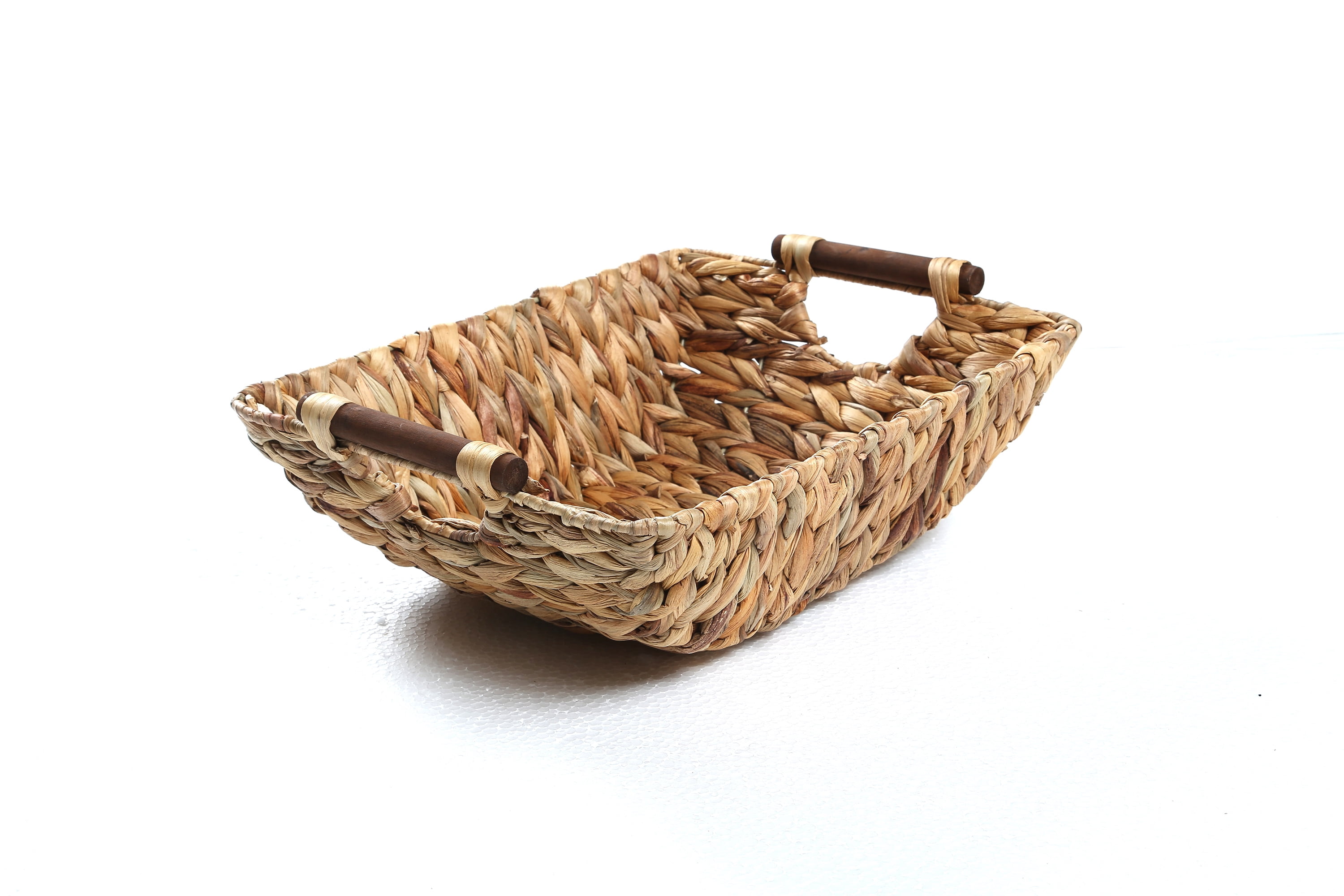 15" Hyacinth & Wood Handled Basket by Trademark Innovations