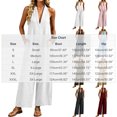 thumbnail image 3 of Ahabrexf Summer Casual Jumpsuits for Women, Shoulder-Baring Deep V Neck Wide Leg, Linen Mixed Sleeveless Casual Jumpsuit with Pockets for Vacation, 3 of 9