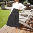thumbnail image 1 of Falda plisada de lunares de cintura alta para mujer Midi Maxi Swing Falda negra grande kaili Sencillez, 1 of 5