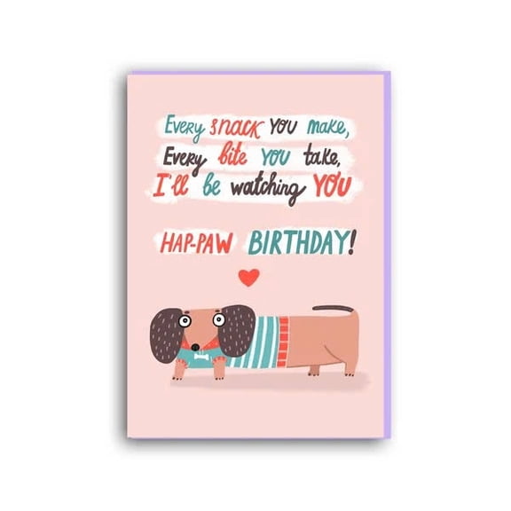 Hap-Paw Birthday Card for Dog Lovers – Cute Dachshund Design – Blank Inside with Envelope – Perfect for Pet Birthdays and Dog Lovers