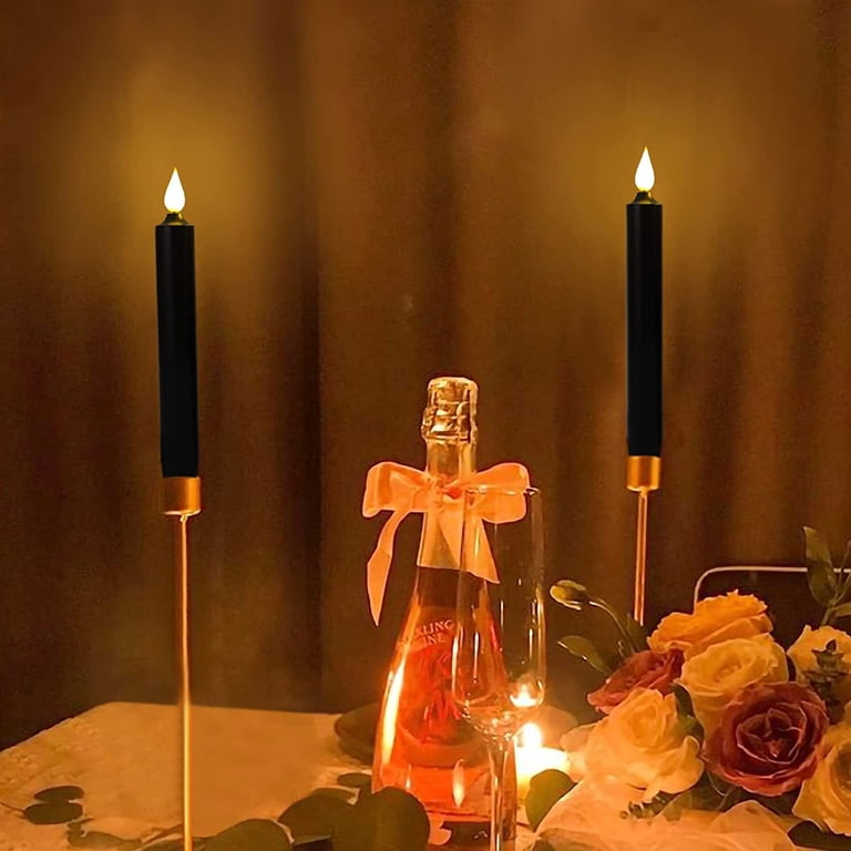 Halloween Flameless Taper Candles, 4 Pack - Bat Design, LED Flickering Flame, Remote & Timer
