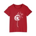 thumbnail image 2 of Riecok Girls Short Sleeve T Shirts Kids Round Neck All-match Comfortable Soft Fashion Undershirts Tee Shirt Top Kids Blouse Red 5 T, 2 of 4