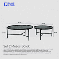 thumbnail image 2 of BLUEROOM Mesa de Centro para Sala - Set de 2 Piezas Idea para Decoración Hogar - Diseño Redondo en Cristal Negro de 8 mm y Base de Hierro Negro., 2 of 6