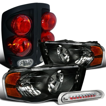 Led Crystal Clear 3rd Brake - Spec-D Tuning 2002-2005 Dodge Ram Crystal Black Headlights + Tail Lights + Clear Led 3Rd Brake Lamp 02 03 04 05