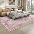 thumbnail image 5 of Wondo 4x6 Area Rugs for Living Room, Washable Area Rug, Rugs for Bedroom, Kitchen Rugs, Vintage Boho Carpet, Soft Non-Slip, Low Pile Area Rug for Office Dining Room, Pink, 5 of 8