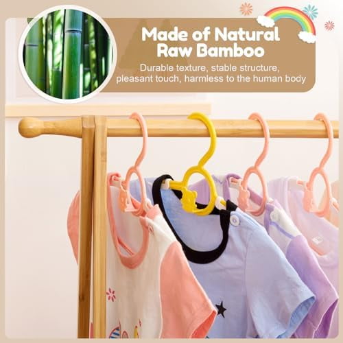 Kids Clothing Rack with Storage Box, Dress up Holder, Child Garment Stand with Hanging Rods, Small and Foldable, Bamboo (Natural)