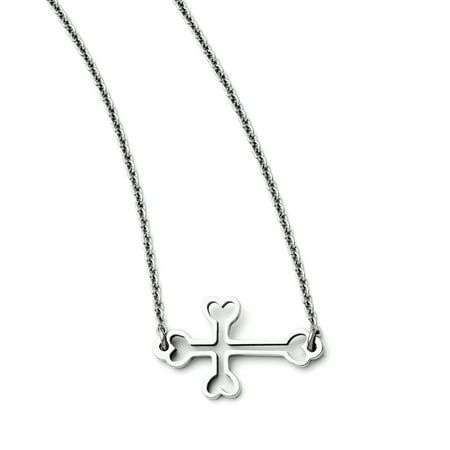 Length Cut Out - Roy Rose Jewelry Stainless Steel Polished Sideways Cut out Cross Necklace ~ Length 18'' inches